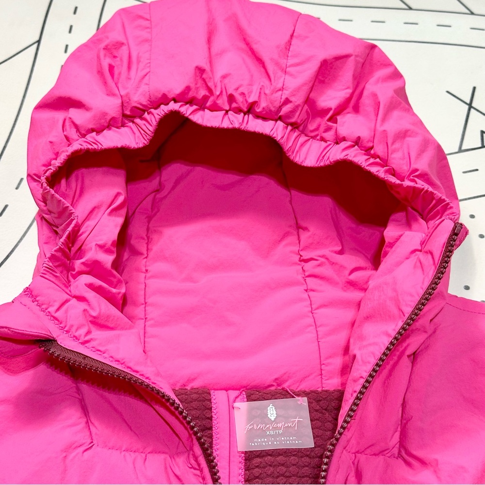 Free People Recreation Reversible Fleece Puffer Vest in Sour Cherry - Picture 10 of 12